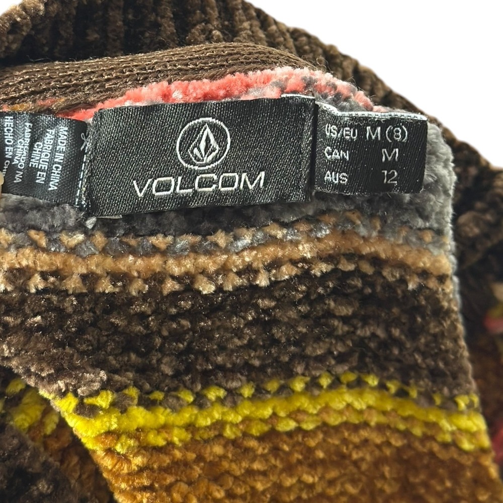 Volcom Retro Boho Velvety Striped Chenille Pullover Sweater Multi Color Womens M - Picture 6 of 7